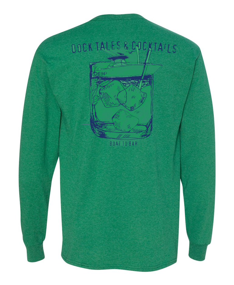 Dock Tales and Cocktails Cotton Long Sleeve - Kelly Green