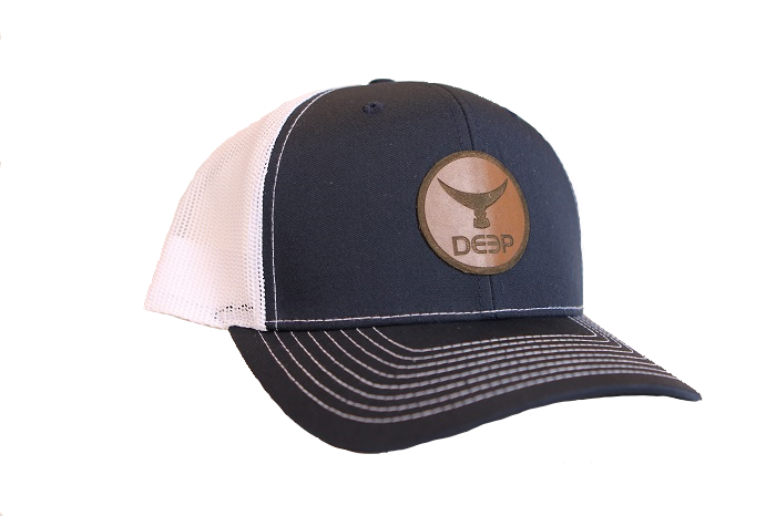 ECO Series - Recycled Leather Patch Tuna Tail Trucker - Navy/White