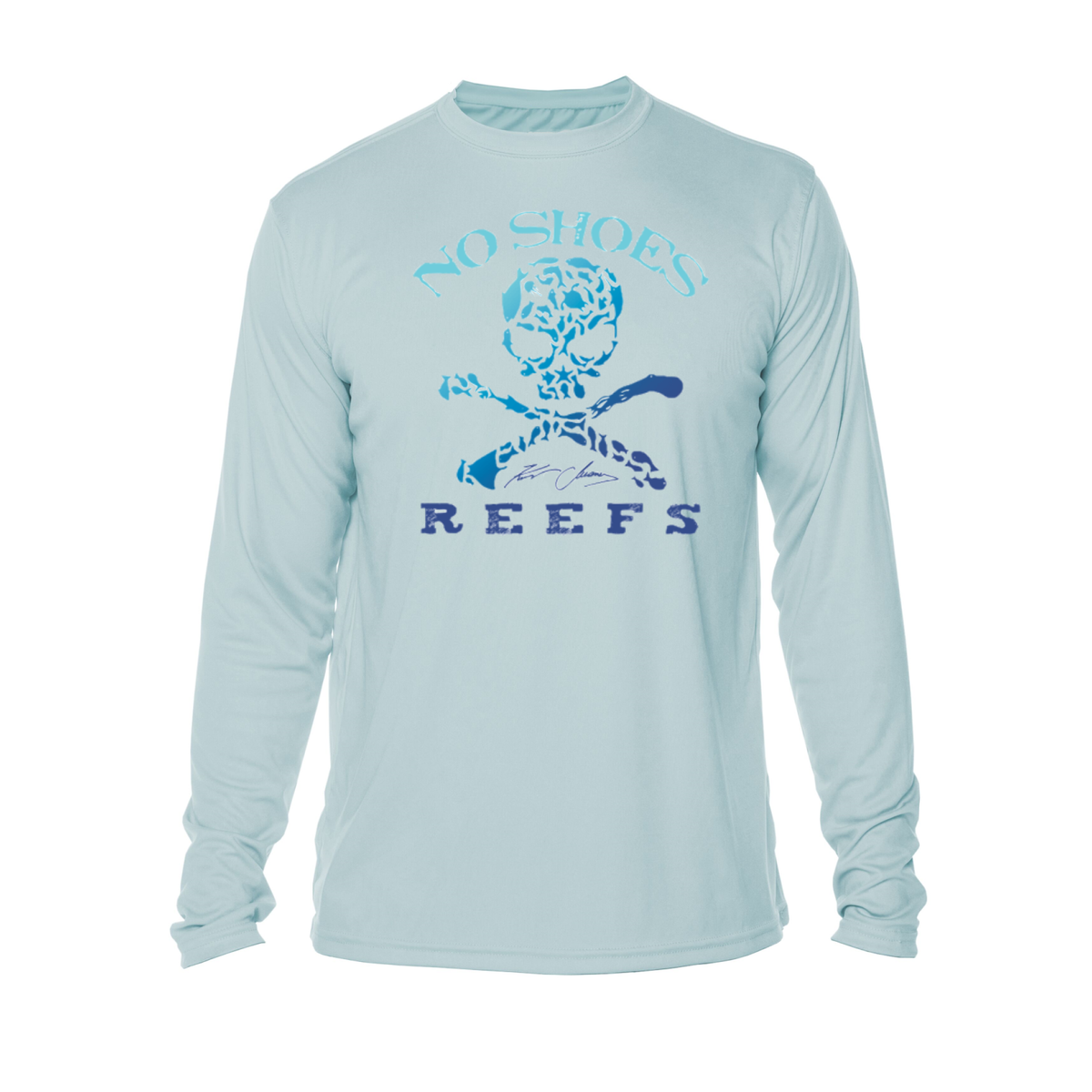 No Shoes Reefs - Repreve Long Sleeve Performance Tee - Artic Blue - SI