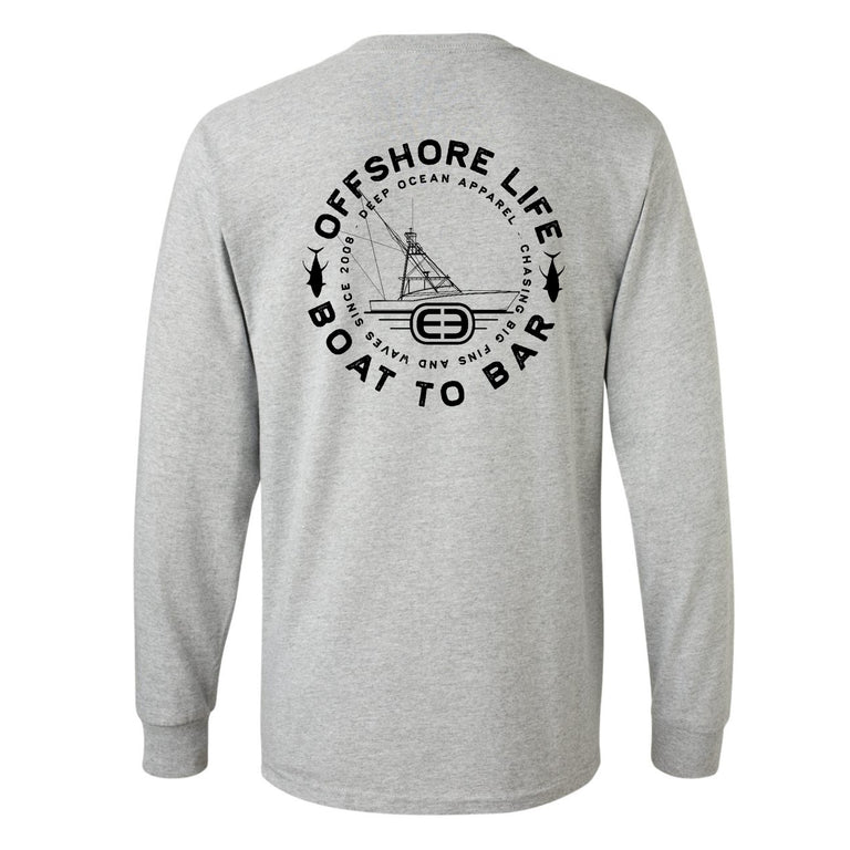deep sea fishing polos Black Cotton Long Sleeve Fishing Shirts -Long Sleeve Surf Shirts S / Heather Gray