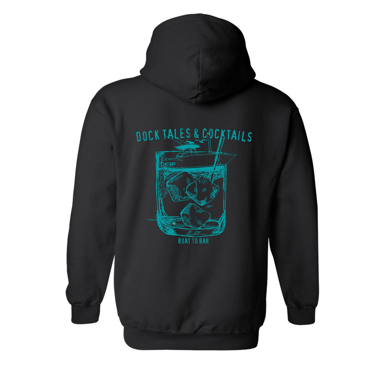 LIMITED TIME Dock Tales and Cocktails Hoodie - Black and Teal