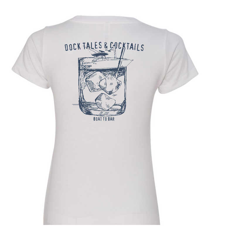 Women's Dock Tales and Cocktails V-Neck Tee - White