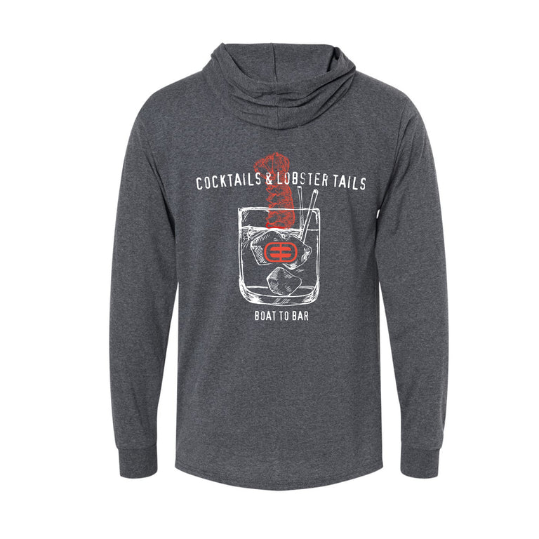 Cocktails and Lobster Tails Hooded Cotton Long Sleeve Tee