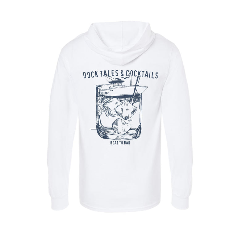 Dock Tales and Cocktails Hooded Cotton Long Sleeve Tee