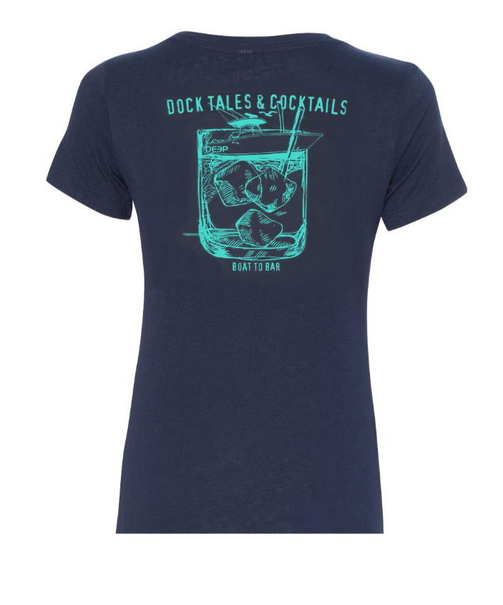 Women's Dock Tales and Cocktails V-Neck Tee
