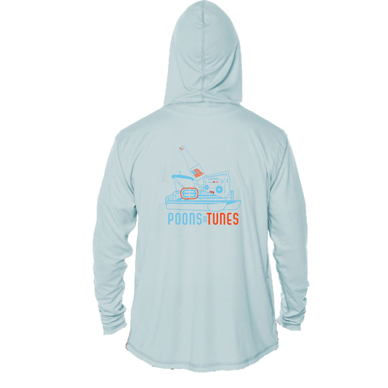 Beach Poons and Tunes Performance Hoodie - Arctic Blue