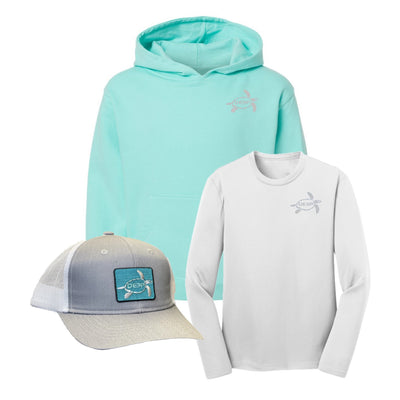 Schoolie Tuna Tail Hoodie - Navy / Seafoam Tuna Tail - Kids